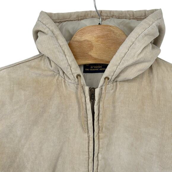 VTG 70s Men's Cream Corduroy OshKosh B'Gosh Quilt Lined Varsity Chore Jacket XL - Picture 4 of 14